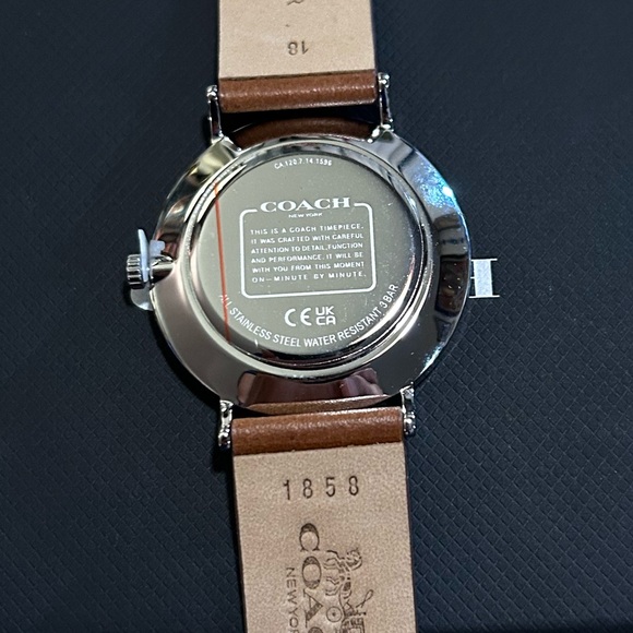 Coach Perry Watch With 36mm Silver Face & Brown Leather Band - Picture 3 of 7